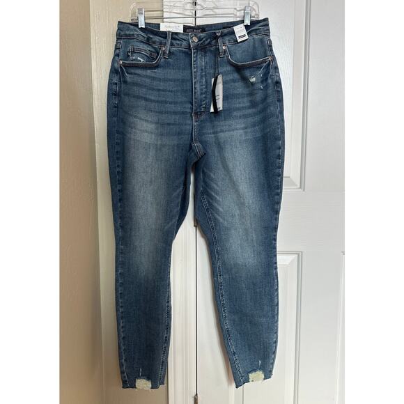 Judy Blue Denim - NWT Judy Blue High Waist Skinny Fit Raw Hem Jeans 16W Medium Blue